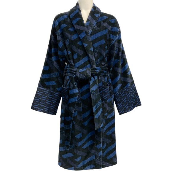 Versace Blue / Black Logo Bathrobe